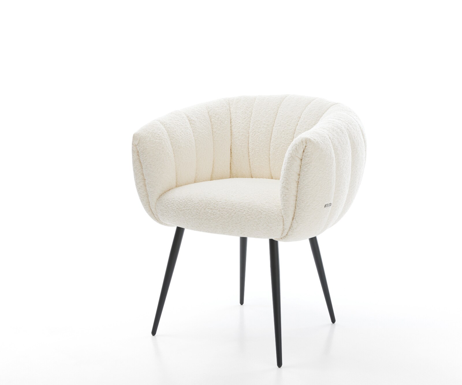 Chaise-de-salle-à-manger Jada-Flex bouclé blanc 4 pieds coniques noir ressorts ensachés 1