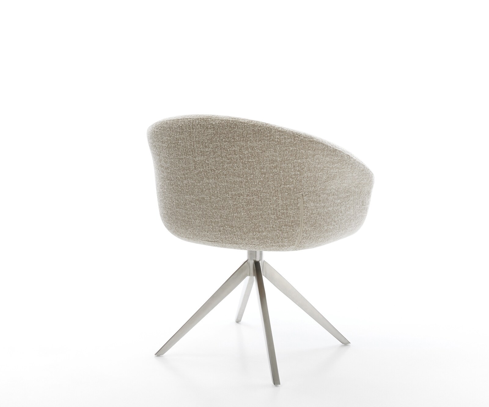 Chaise-pivotante Vinka-Flex avec accoudoirs tissu tissé doux beige pied croisé large acier inoxydable pivotement sur 360° fonction bascule resorts ensachés 4