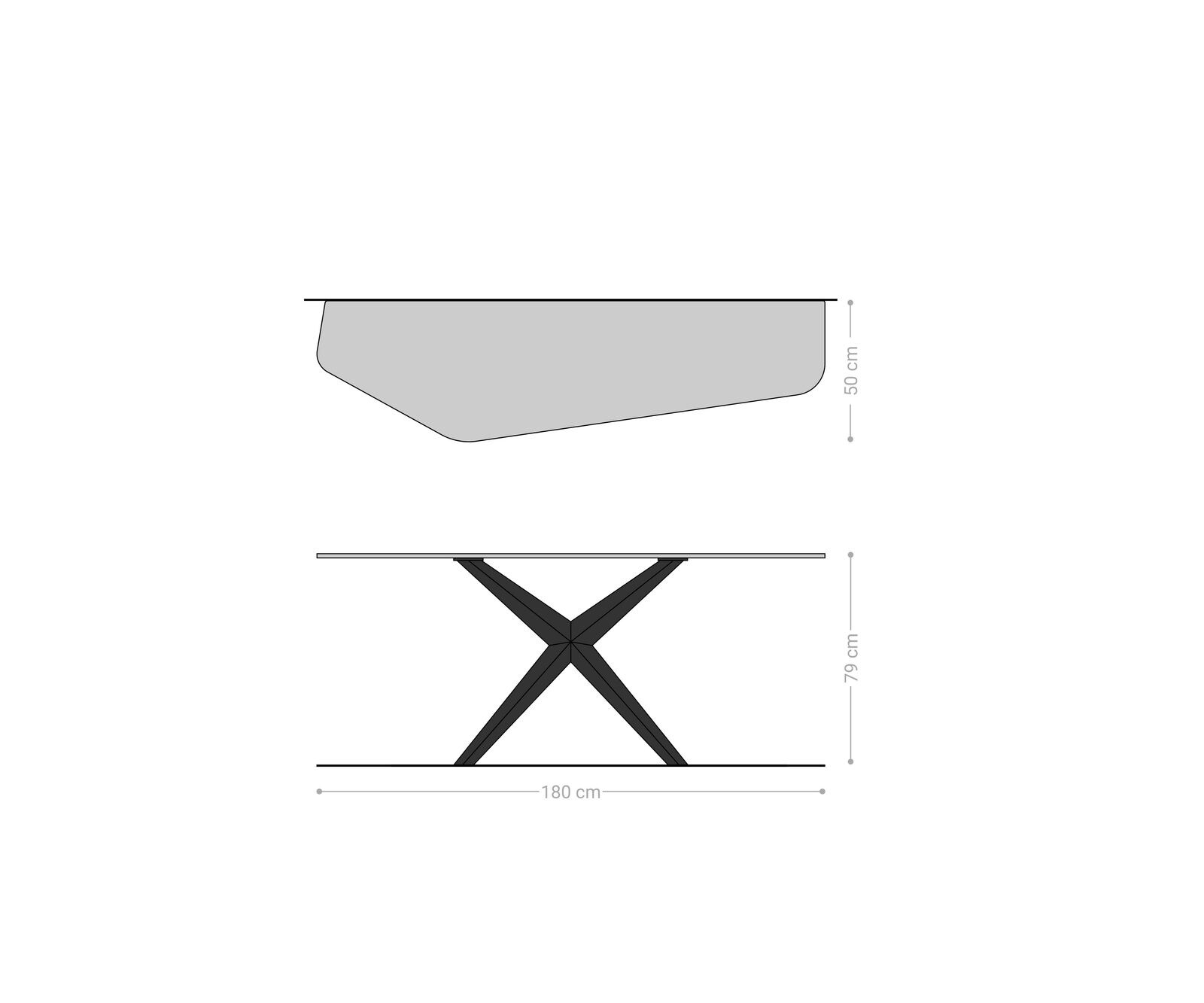 Konsolentisch Edge Polygonal 180x50 cm Keramik Patagonia Poliert Zentharo Metall Schwarz 8