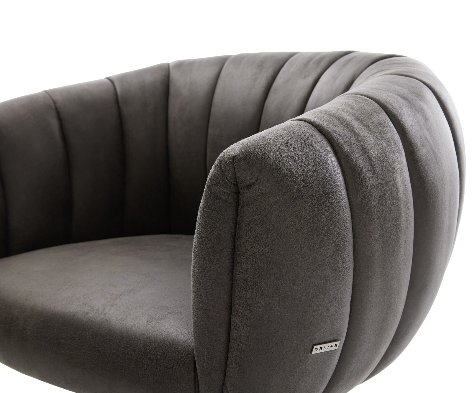 Drehstuhl Jada-Flex Mikrofaser Anthrazit Vintage Kreuzgestell breit Edelstahl 360° drehbar Wippfunktion Taschenfederkern 4