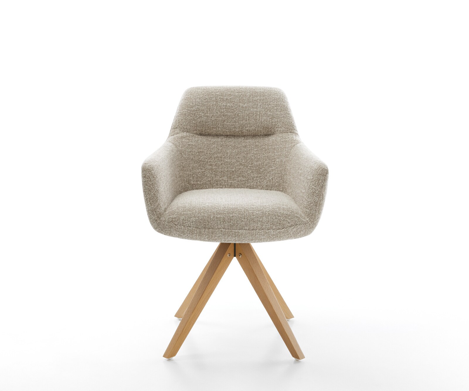 Drehstuhl Pejo-Flex Webstoff Soft Beige Holzgestell kantig Natur 180° drehbar Taschenfederkern 2