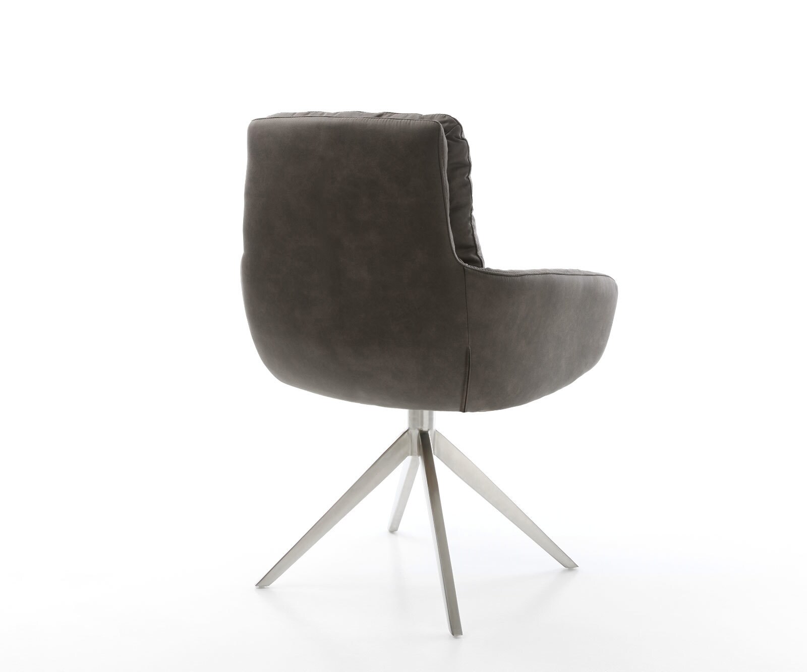 Drehstuhl Abelia-Flex mit Armlehnen Mikrofaser Anthrazit Vintage Kreuzgestell breit Edelstahl 360° drehbar Wippfunktion 4