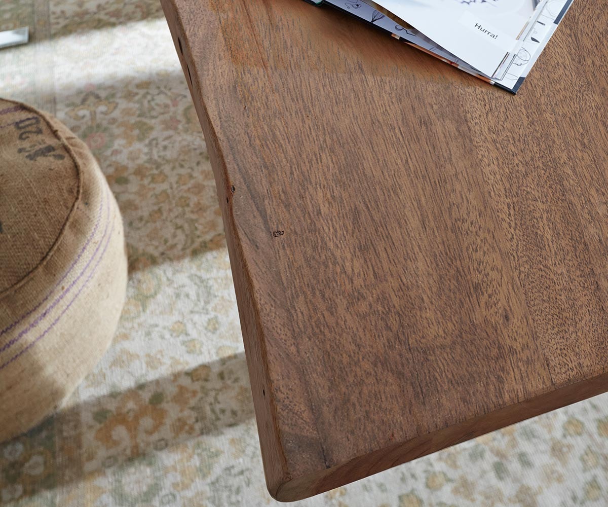 Esstisch Edge 300x100 XL Akazie Braun Edelstahl Breit Live-Edge 5