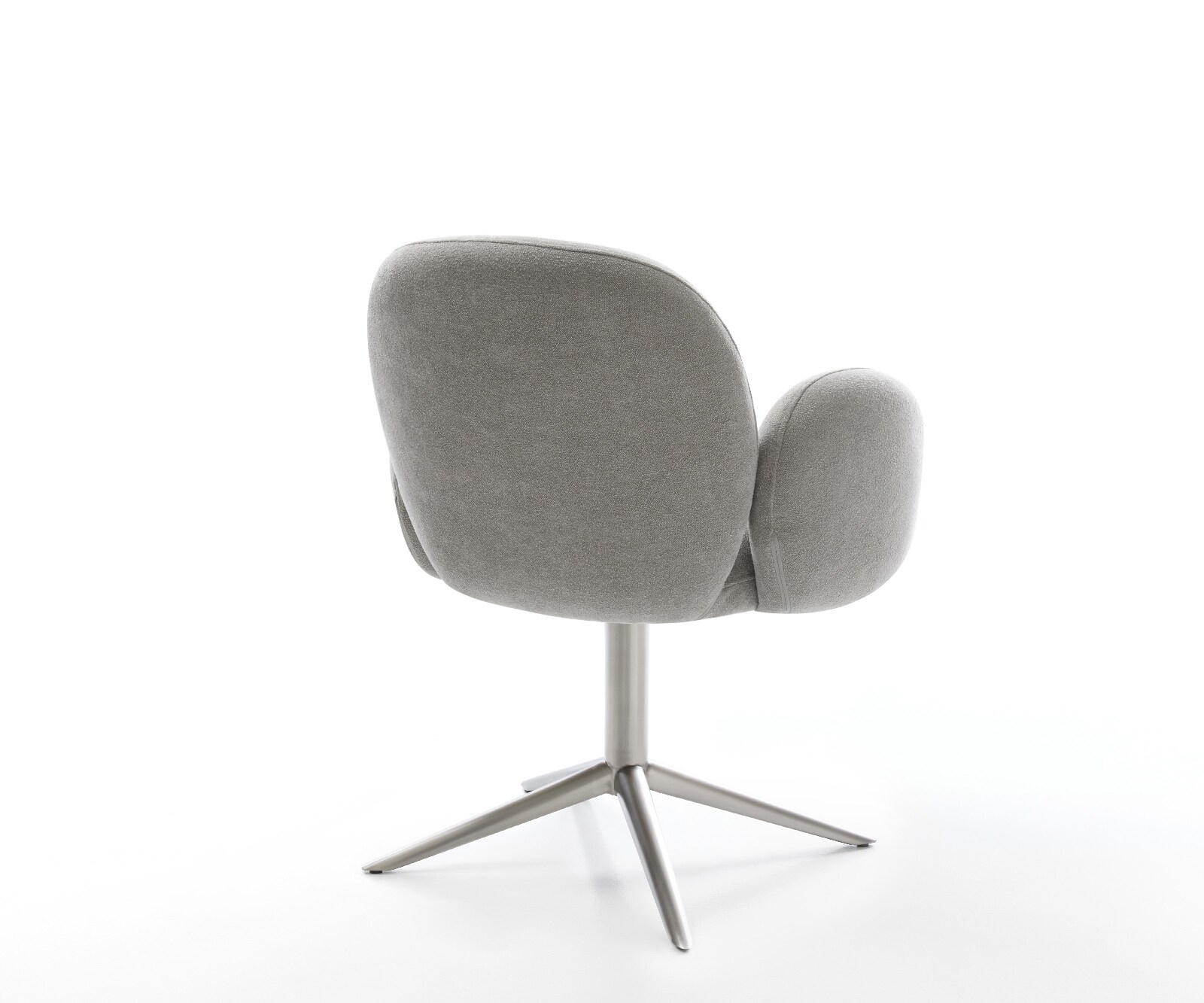 Chaise-pivotante Nube-Flex avec accoudoirs tissu structuré doux gris pied de chaise 4 branches acier inoxydable pivotement sur 360° fonction bascule resorts ensachés 5