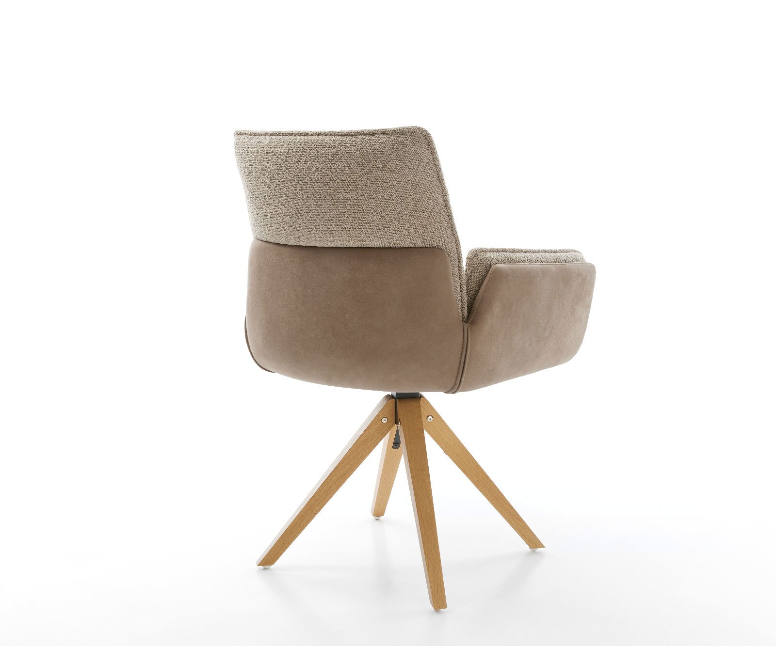 Chaise-pivotante Nela-Flex tissu mixte couleur boue pied en bois angulaire naturel pivotement sur 180° 3