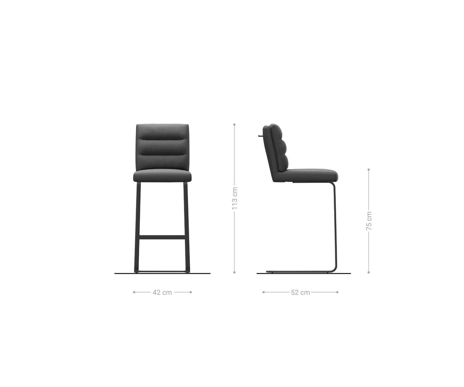 Chaise-de-bar Pela-Flex vintage anthracite cantilever plat acier inoxydable 6
