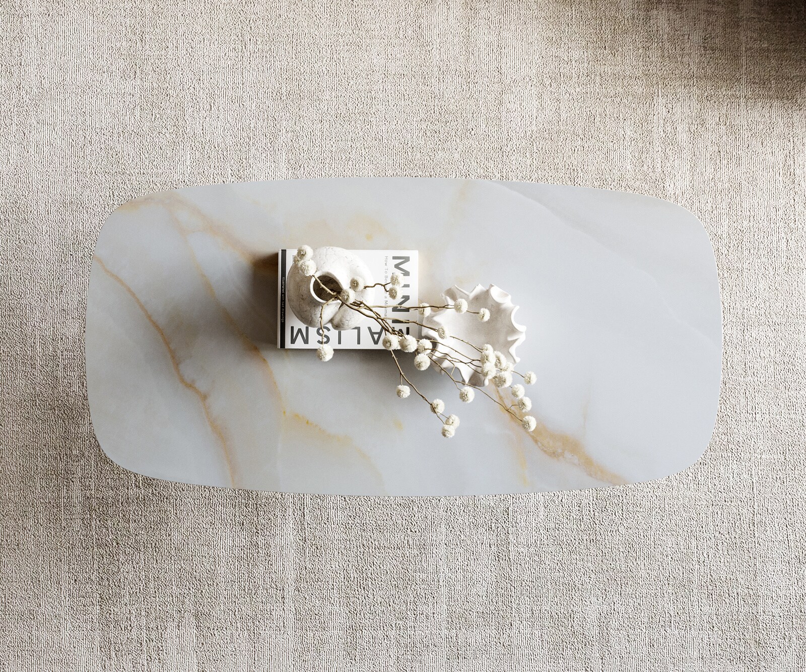 Table basse Edge forme bateau 100x50 cm céramique Onyx Pearl Sarity métal finition effet titane 5
