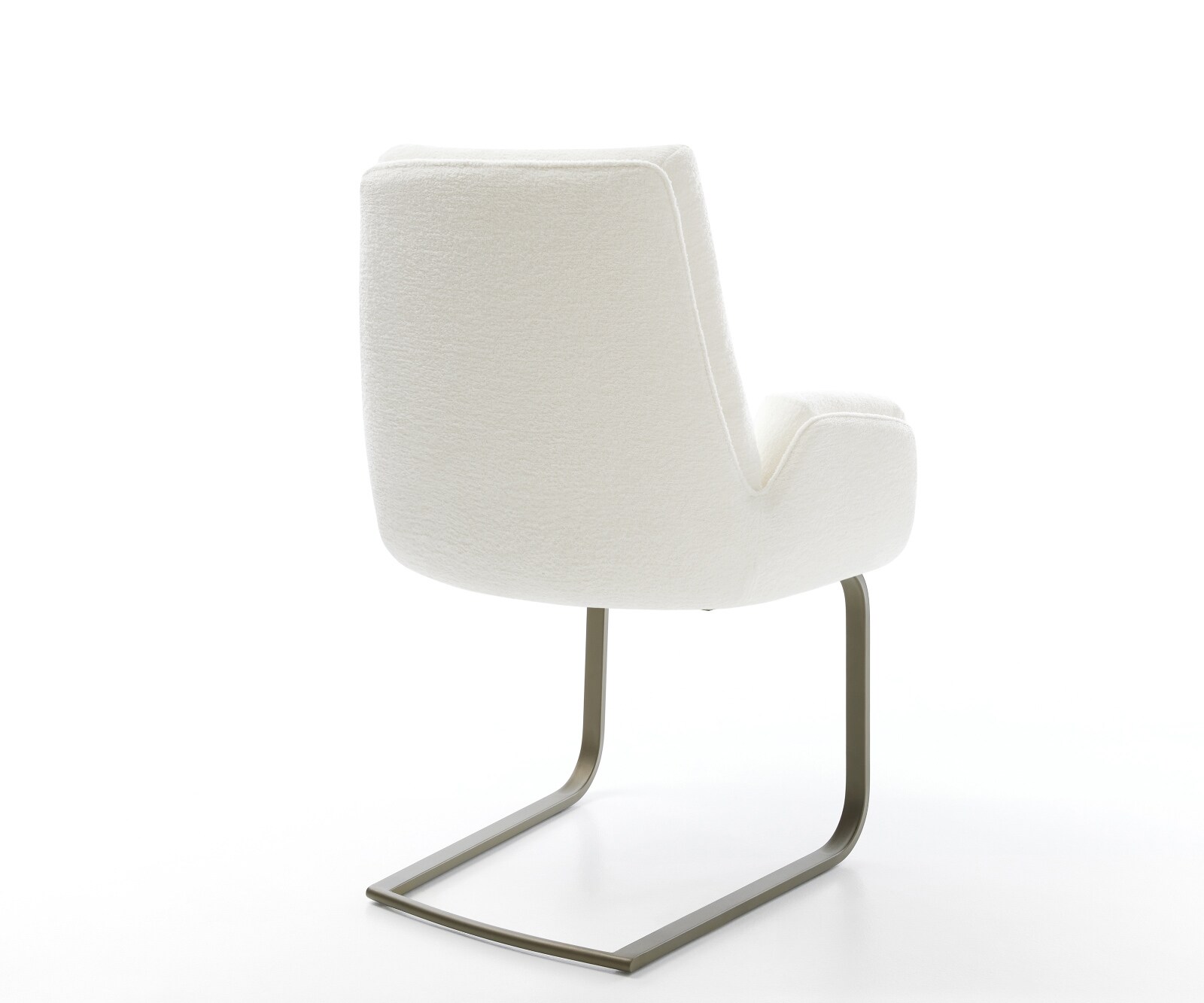 Cantilever Clea-Flex bouclé doux beige pied cantilever plat aspect titane 5