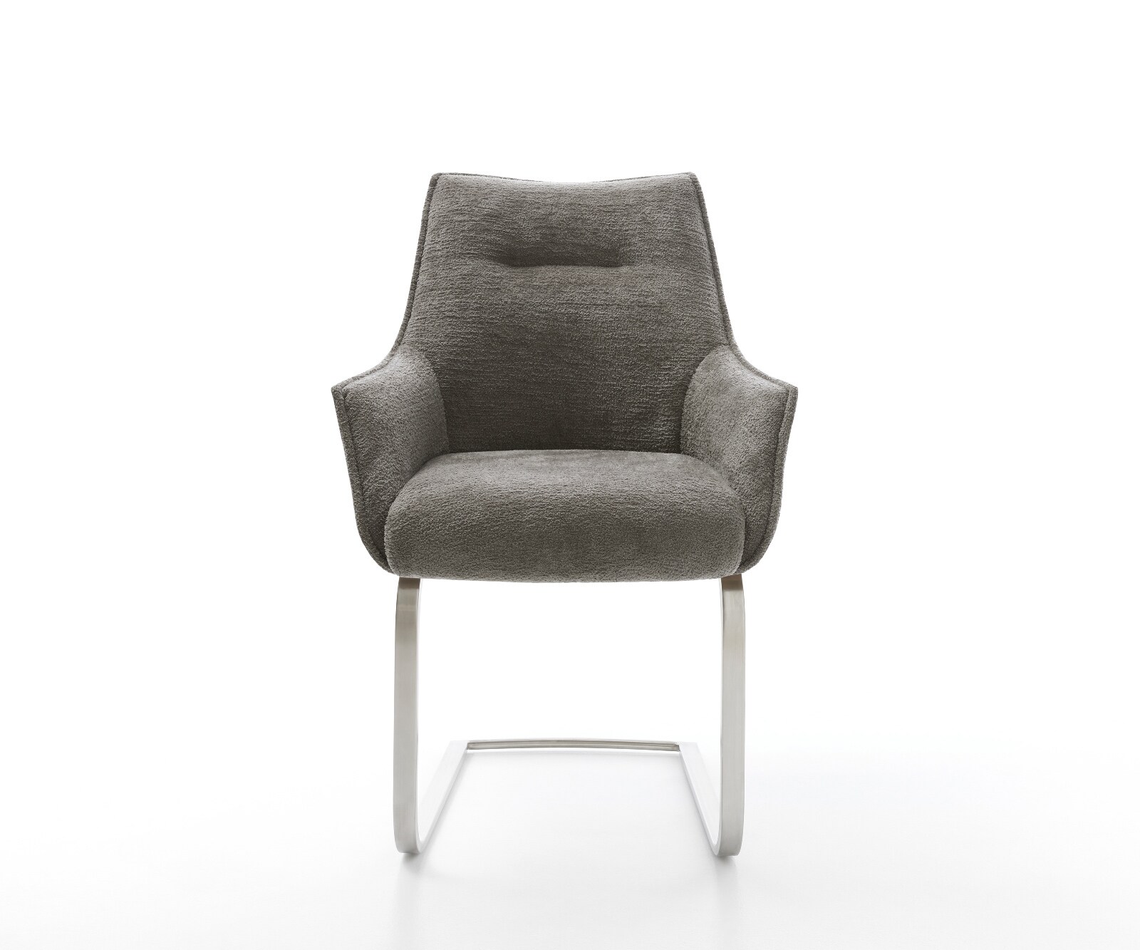 Freischwinger Alja-Flex mit Armlehnen Bouclé Soft Schlamm Freischwinger flach Edelstahl Taschenfederkern 1