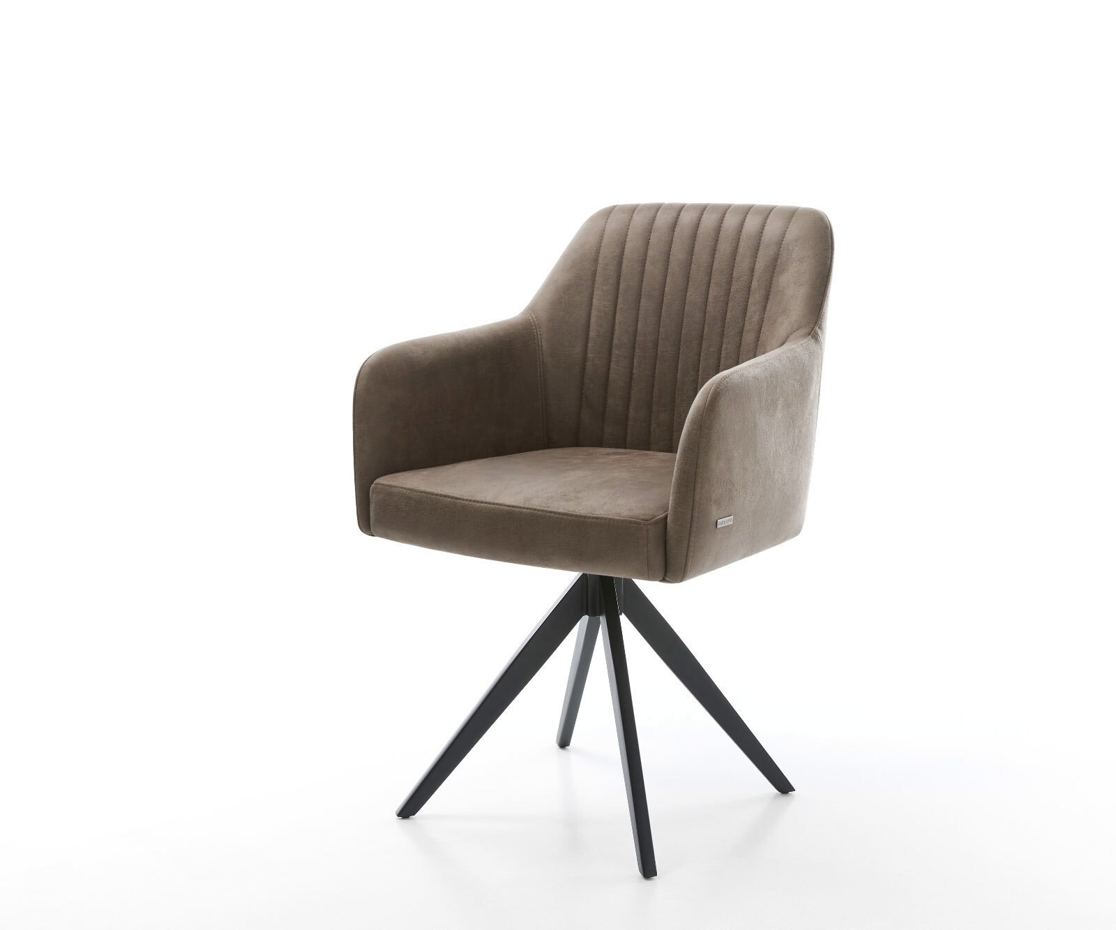 Chaise-pivotante Greg-Flex taupe vintage cadre croisé angulaire noir pivote sur 180°