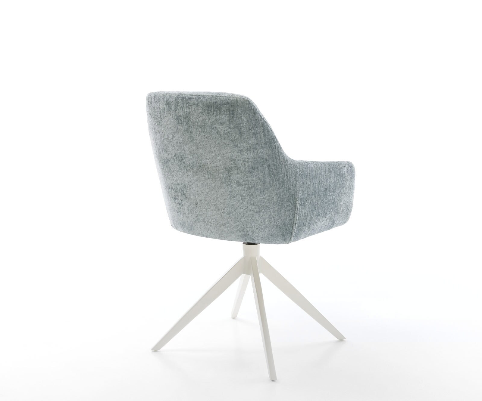 Chaise-pivotante Pejo-Flex chenille bleu pastel pied croisé large blanc pivotement sur 360° fonction bascule ressorts ensachés 4