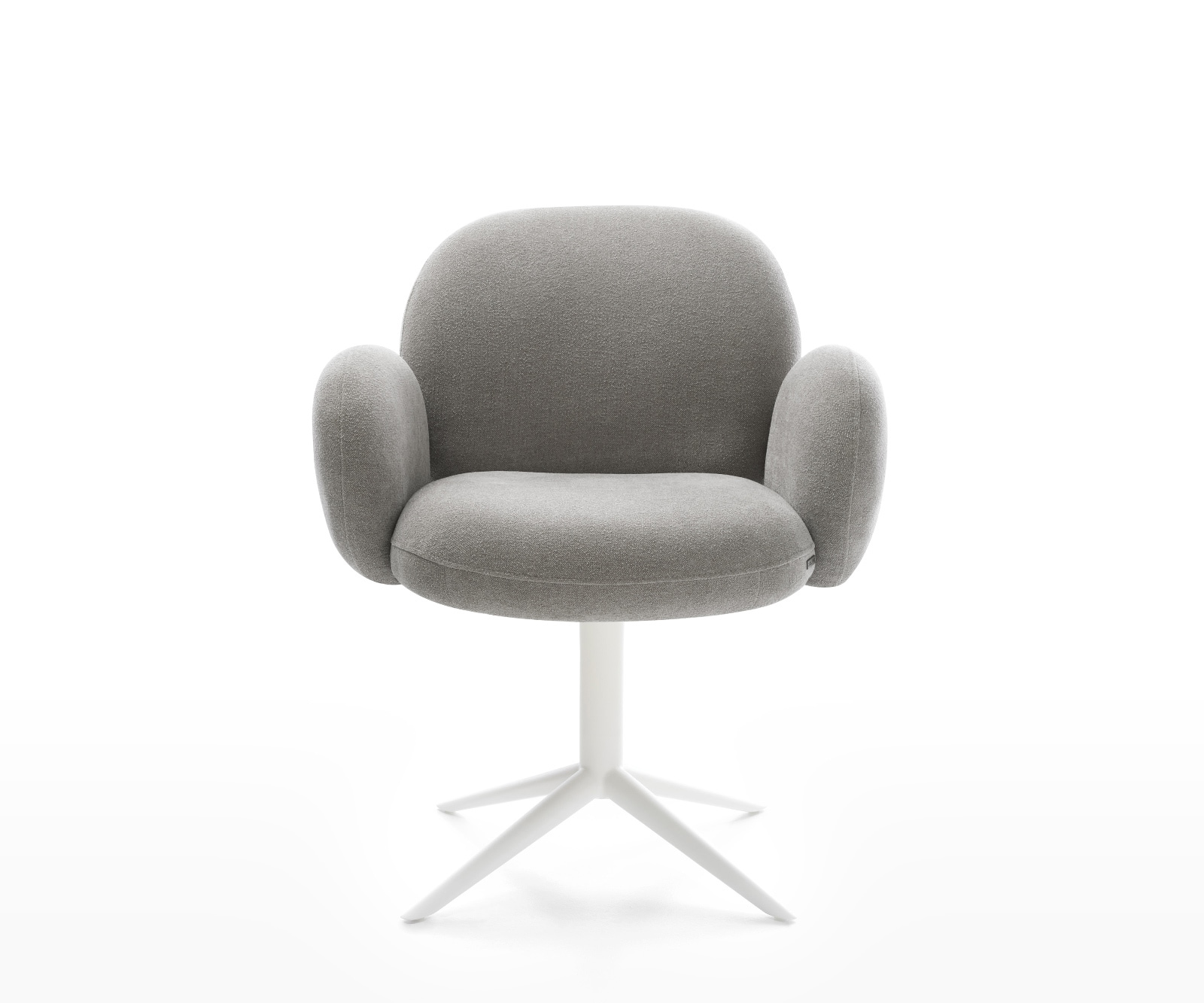 Chaise-pivotante Nube-Flex avec accoudoirs tissu structuré doux gris pied de chaise 4 branches blanc pivotement sur 360° fonction bascule resorts ensachés 2