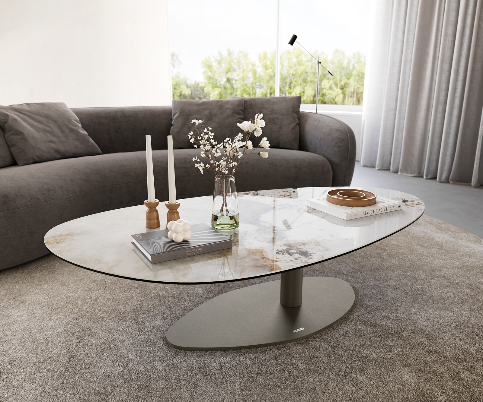 Couchtisch Edge Oval 140x75 cm Keramik Minas Melange Vibany Metall Effektfinish Titan Couchtisch Edge Oval 140x75 cm Keramik Minas Melange Vibany Metall Effektfinish Titan