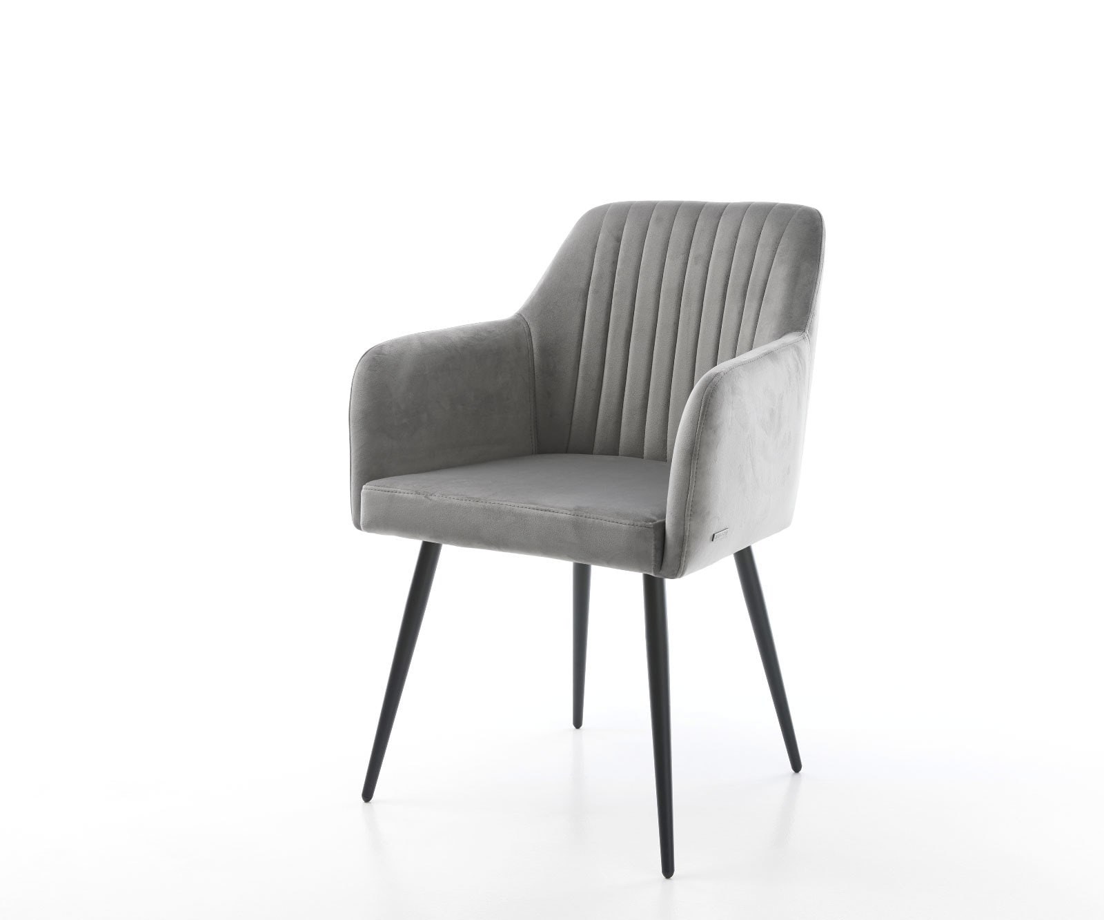 Esszimmerstuhl Greg-Flex Samt Grau 4-Fuß konisch Schwarz Taschenfederkern Esszimmerstuhl Greg-Flex Samt Grau 4-Fuß konisch Schwarz Taschenfederkern