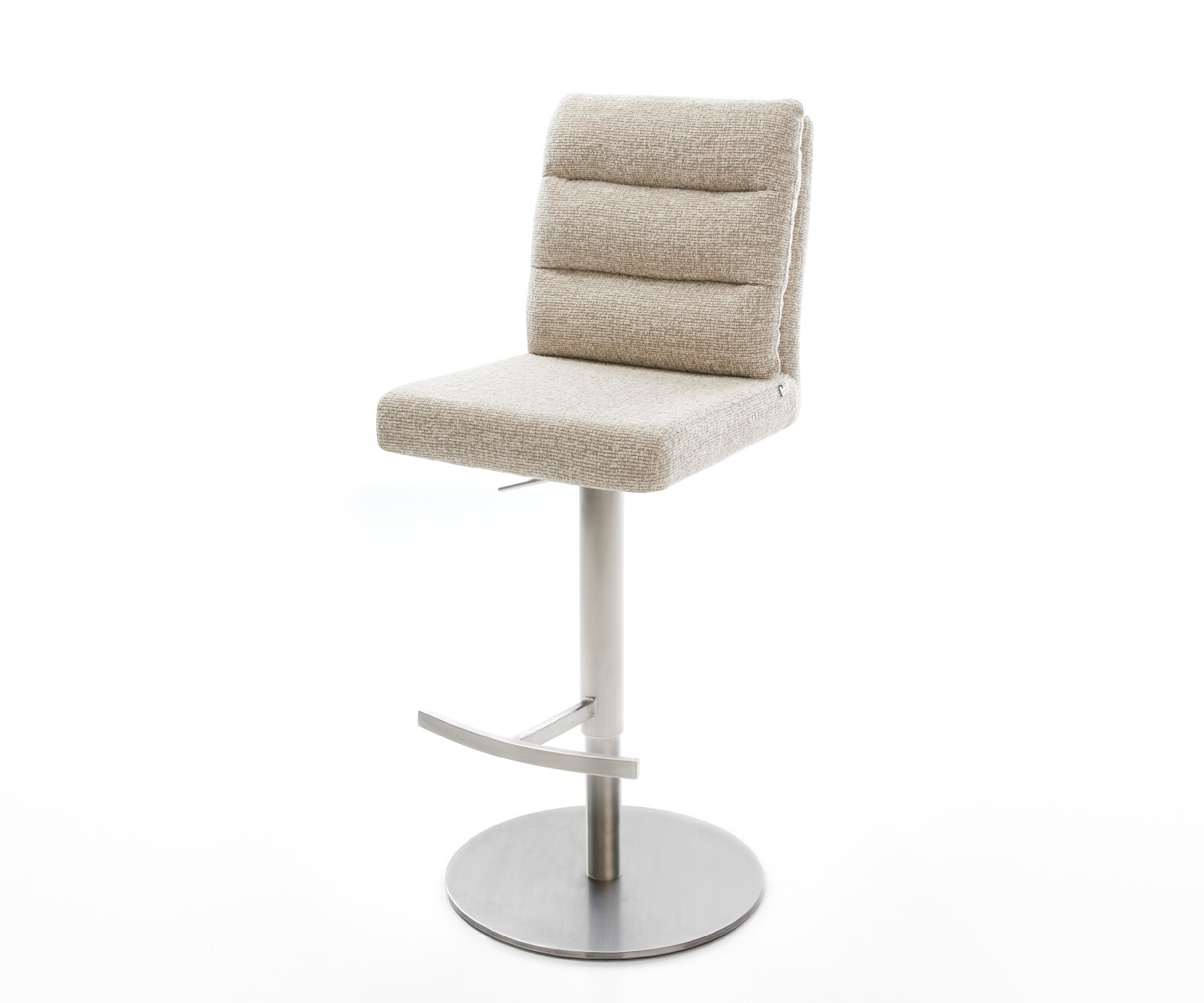 Barstuhl Pela-Flex Webstoff Soft Beige Drehfuß höhenverstellbar Edelstahl Silberfarben 1