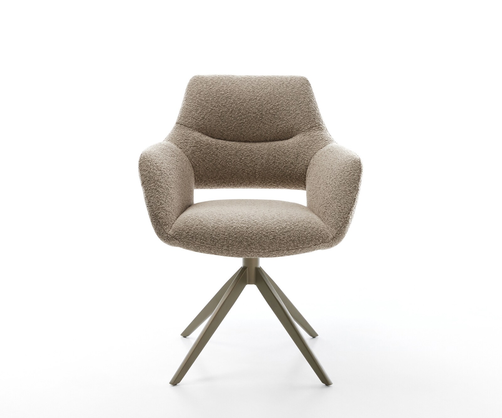 Chaise-pivotante Yago-Flex avec accoudoirs bouclé boue pied croisé large aspect titane pivotement sur 360° fonction bascule ressorts ensachés 1