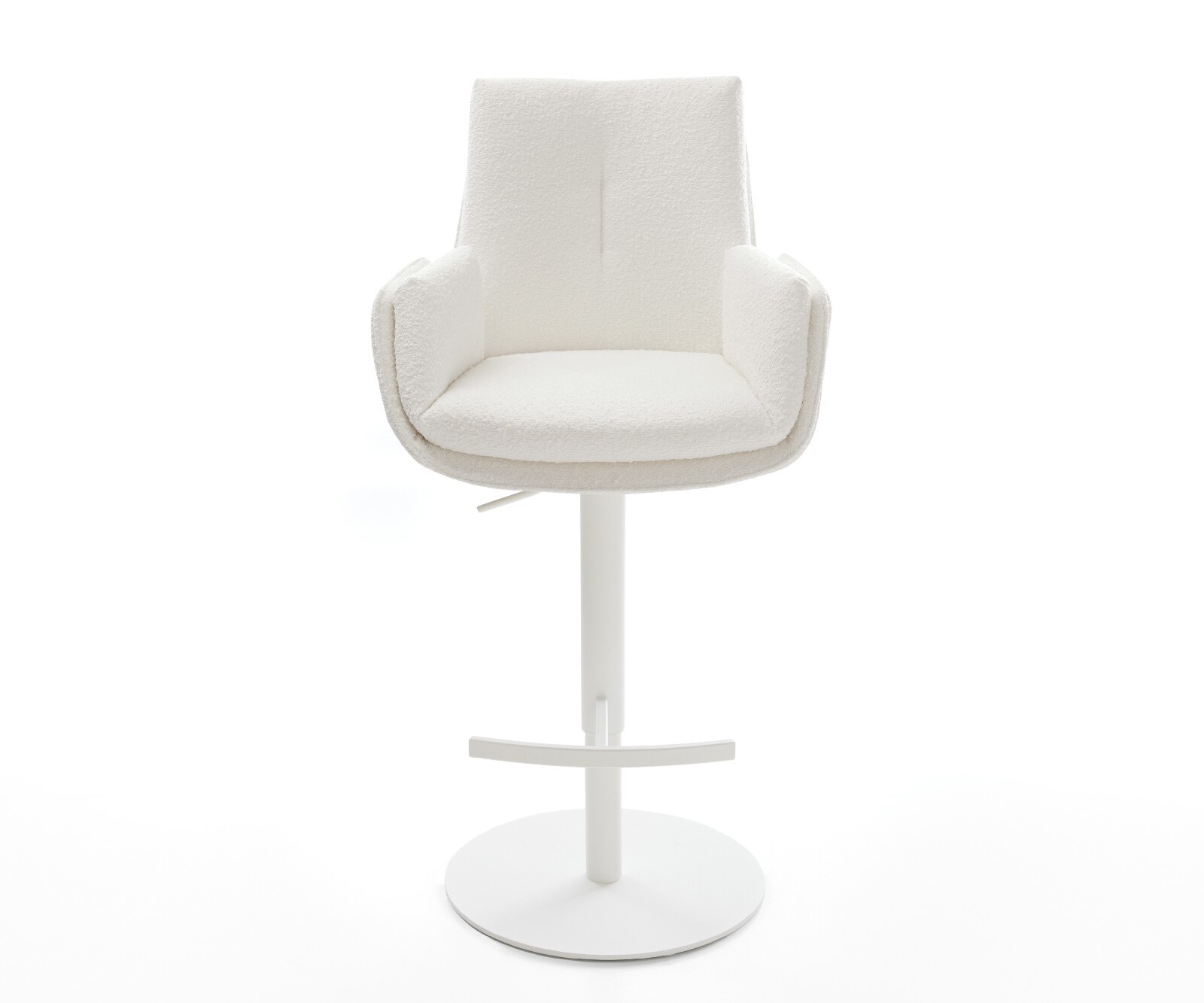 Barstuhl Clea-Flex Bouclé Creme-Weiß Drehfuß höhenverstellbar Metall Weiß 1