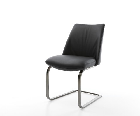 Freischwinger Elso-Flex Echt-Leder Schwarz Freischwinger flach Graphit Taschenfederkern
