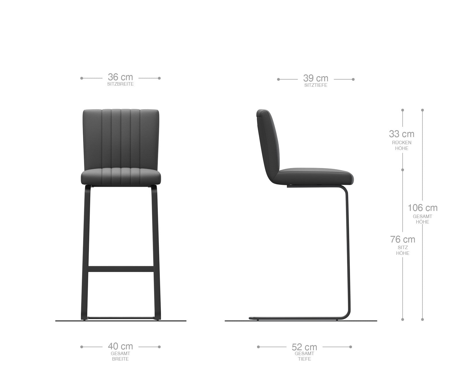 Barstuhl Luiga-Flex Strukturstoff Hellgrau Freischwinger flach Metall 5 Barstuhl Luiga-Flex Strukturstoff Hellgrau Freischwinger flach Metall 5