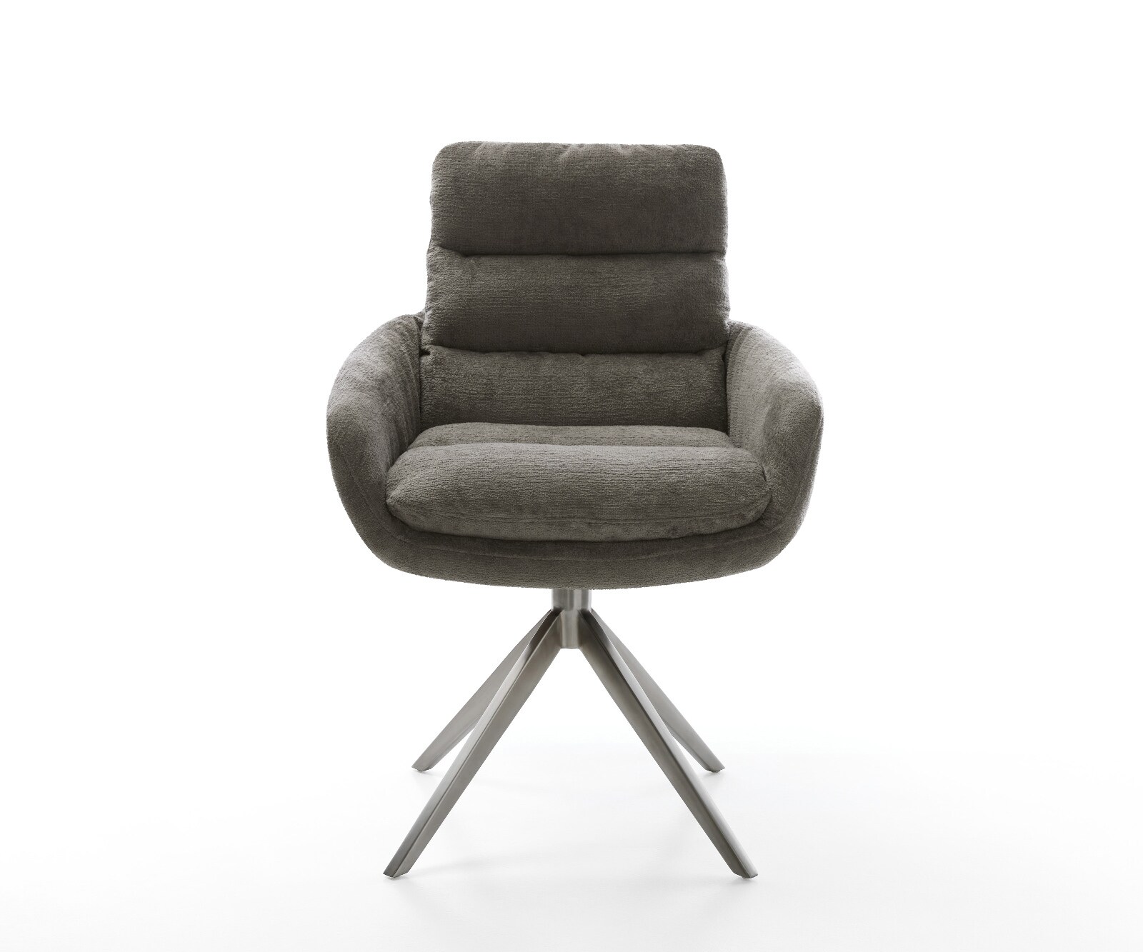 Chaise-pivotante Abelia-Flex avec accoudoirs bouclé doux couleur boue pied croisé large grafiete pivotement sur 360° fonction bascule 1