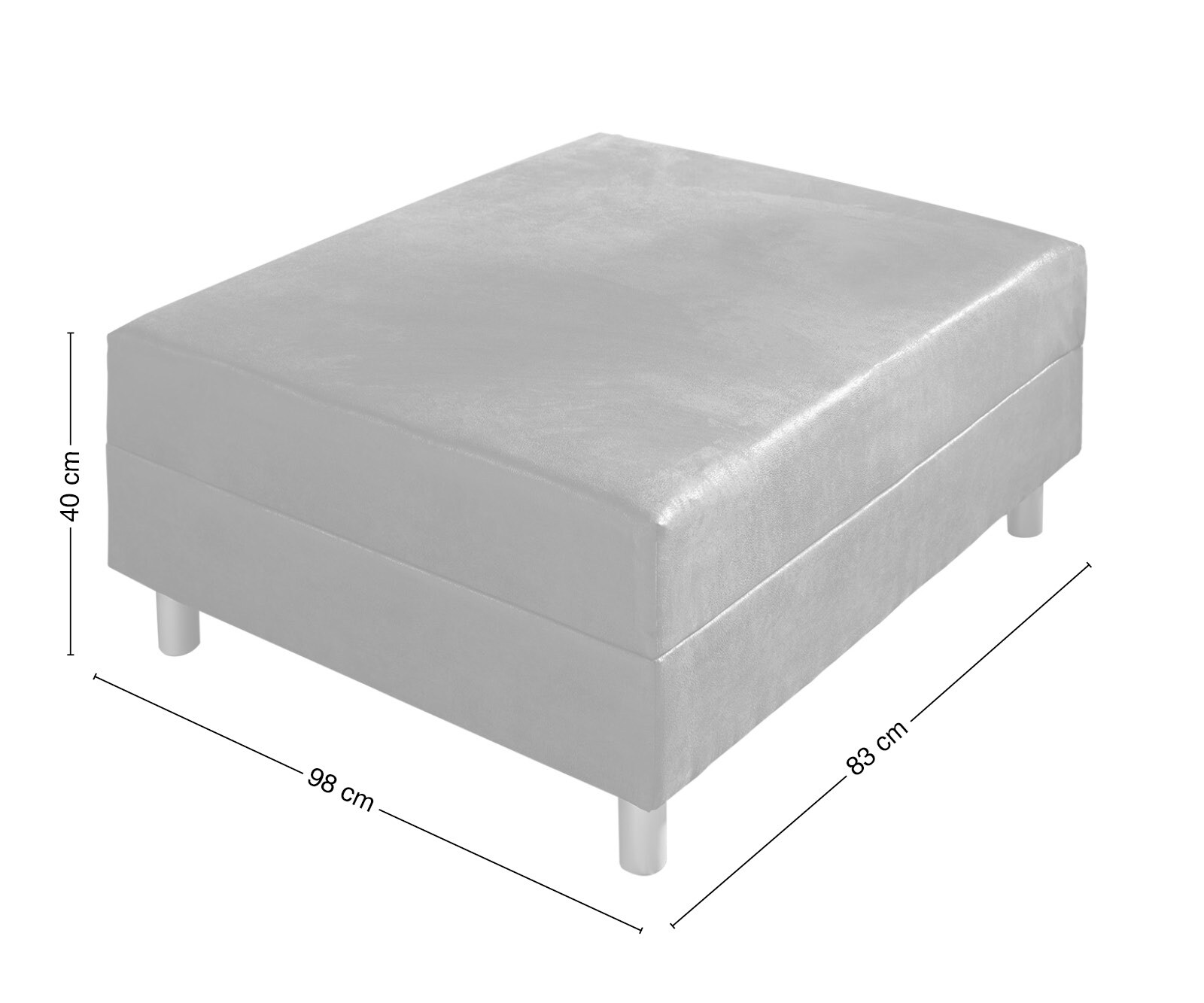 Tabouret Clovis anthracite L98 x P83 module gris micro velours 6