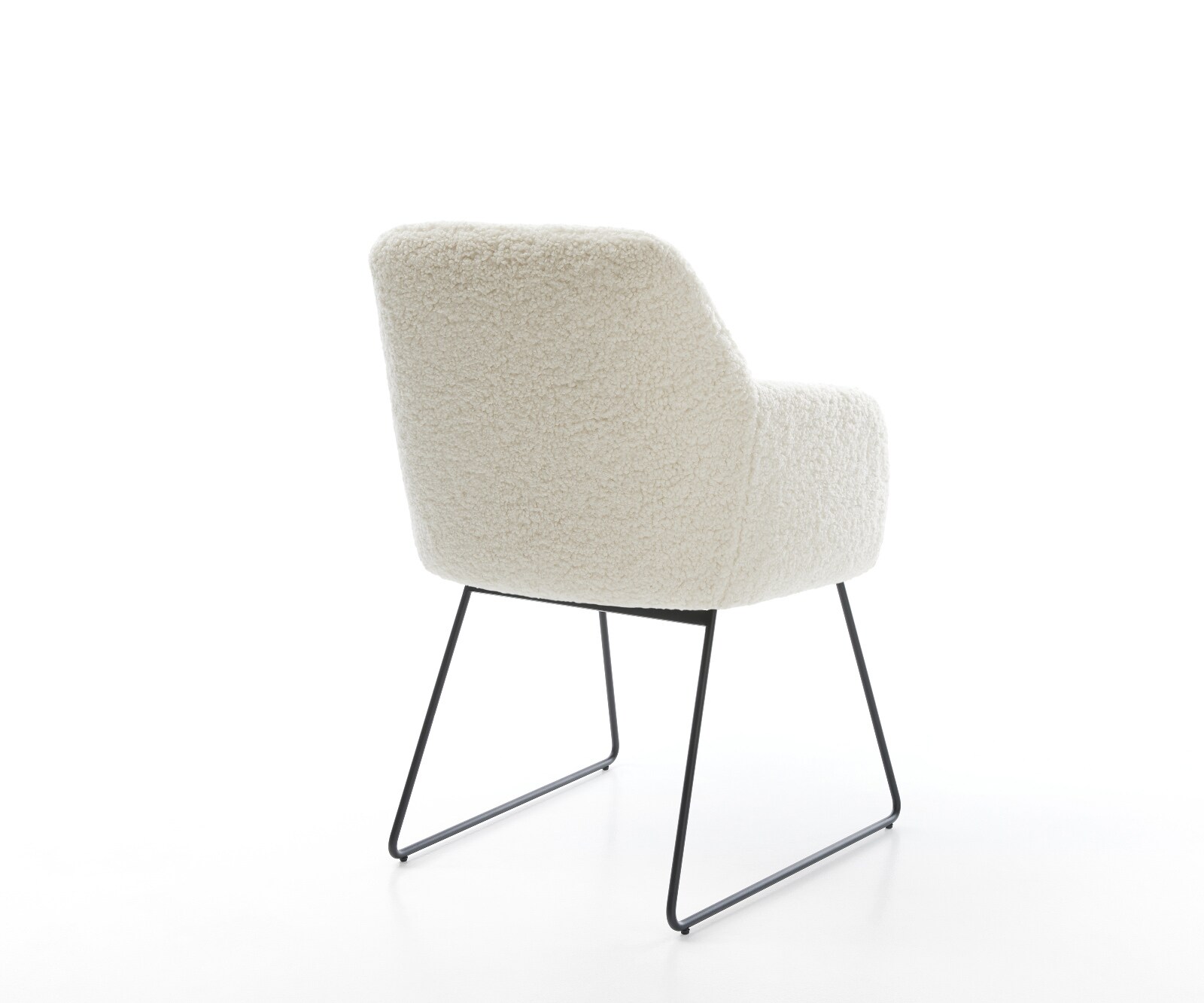 Esszimmerstuhl Greg-Flex Teddystoff Beige Kufengestell Schwarz Taschenfederkern 4