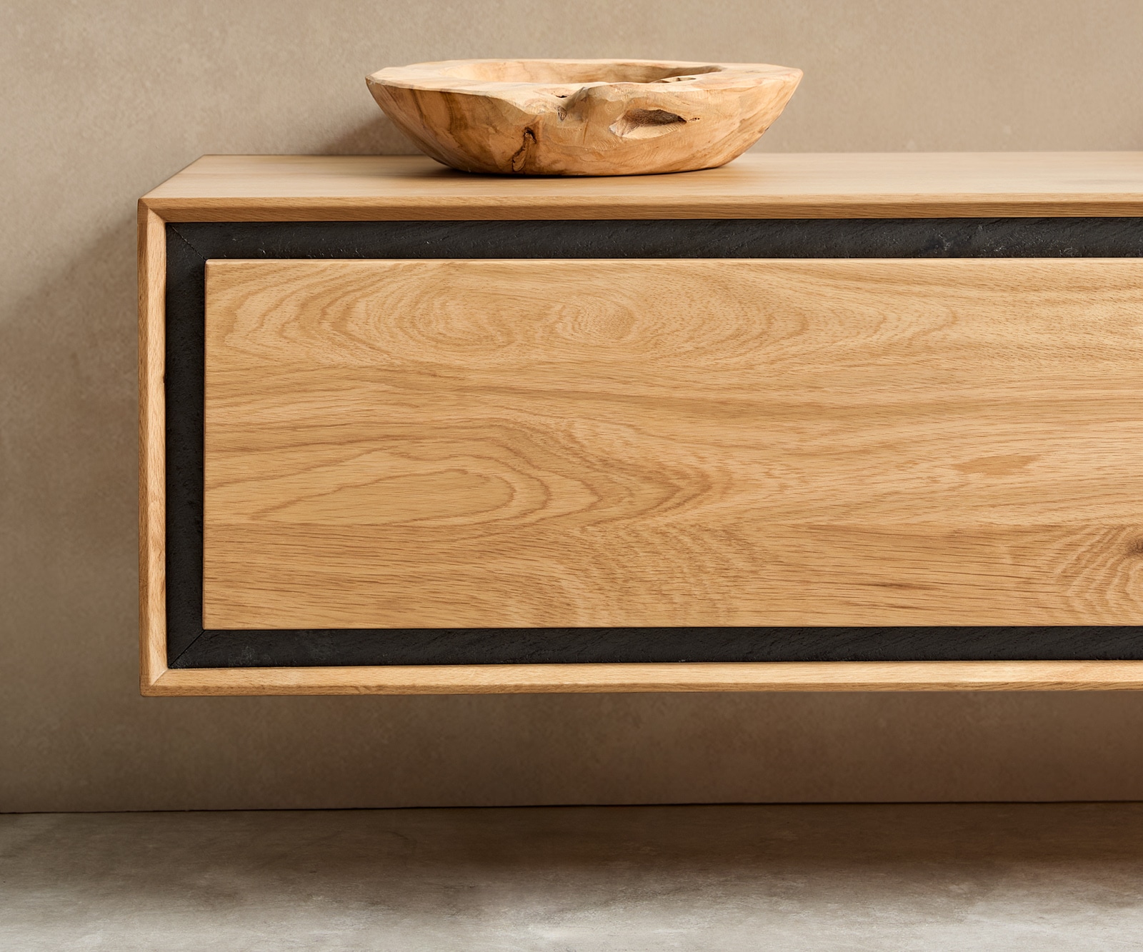 Meuble-TV Stonegrace 200 cm chêne naturel 4 portes placage pierre flottant 5 Meuble-TV Stonegrace 200 cm chêne naturel 4 portes placage pierre flottant 5