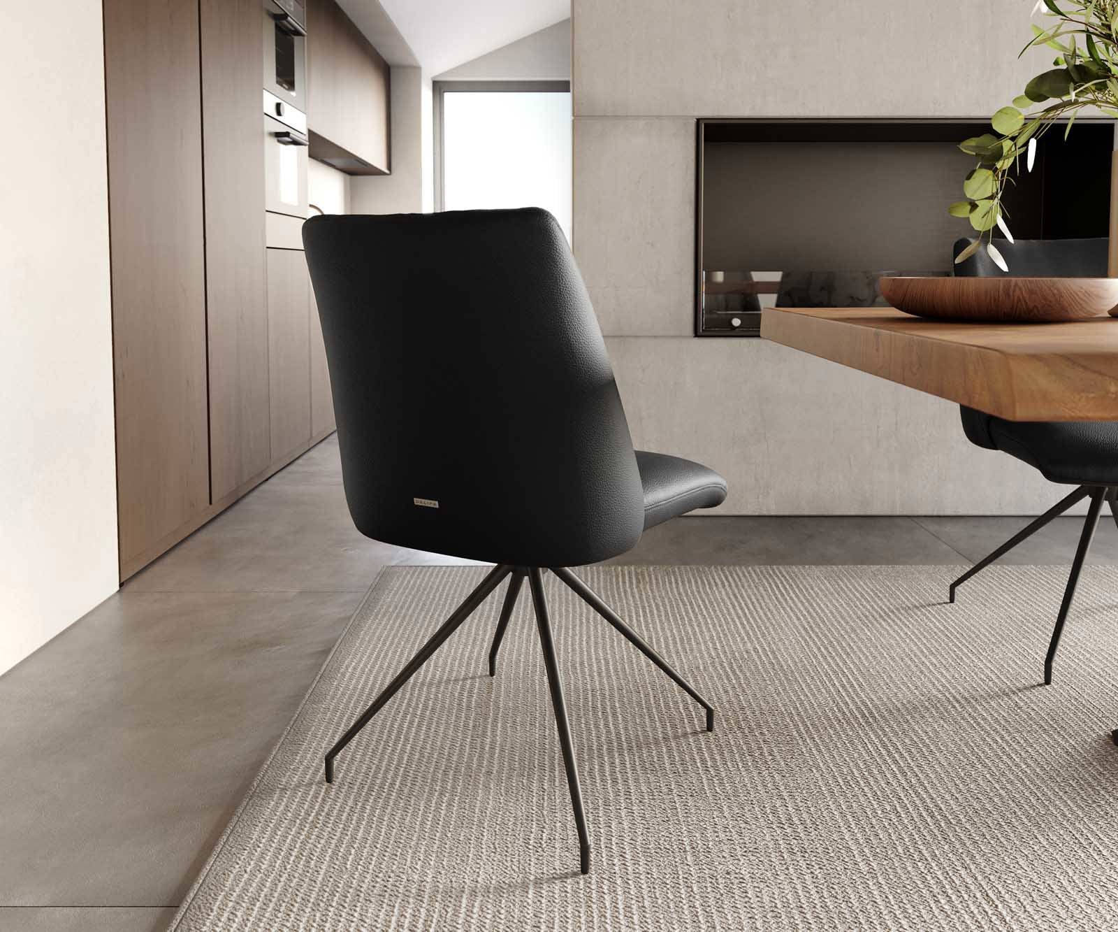 Drehstuhl Elso-Flex Echt-Leder Schwarz Kreuzgestell konisch Schwarz 180° drehbar Taschenfederkern 3 Drehstuhl Elso-Flex Echt-Leder Schwarz Kreuzgestell konisch Schwarz 180° drehbar Taschenfederkern 3