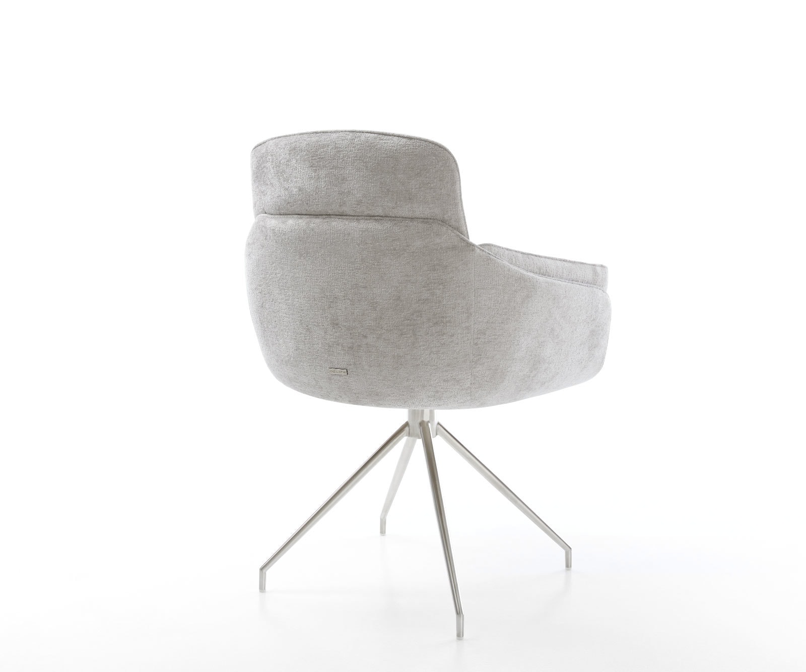Drehstuhl Luan-Flex mit Armlehnen Chenille Silbergrau Kreuzgestell konisch Edelstahl 180° drehbar 4 Drehstuhl Luan-Flex mit Armlehnen Chenille Silbergrau Kreuzgestell konisch Edelstahl 180° drehbar 4