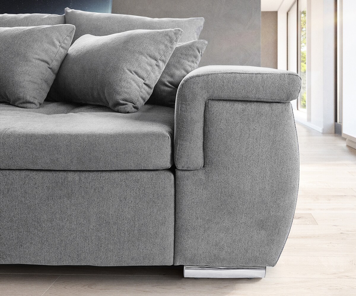 Sofa Navin 275x116 cm Grau Couch mit Kissen 4