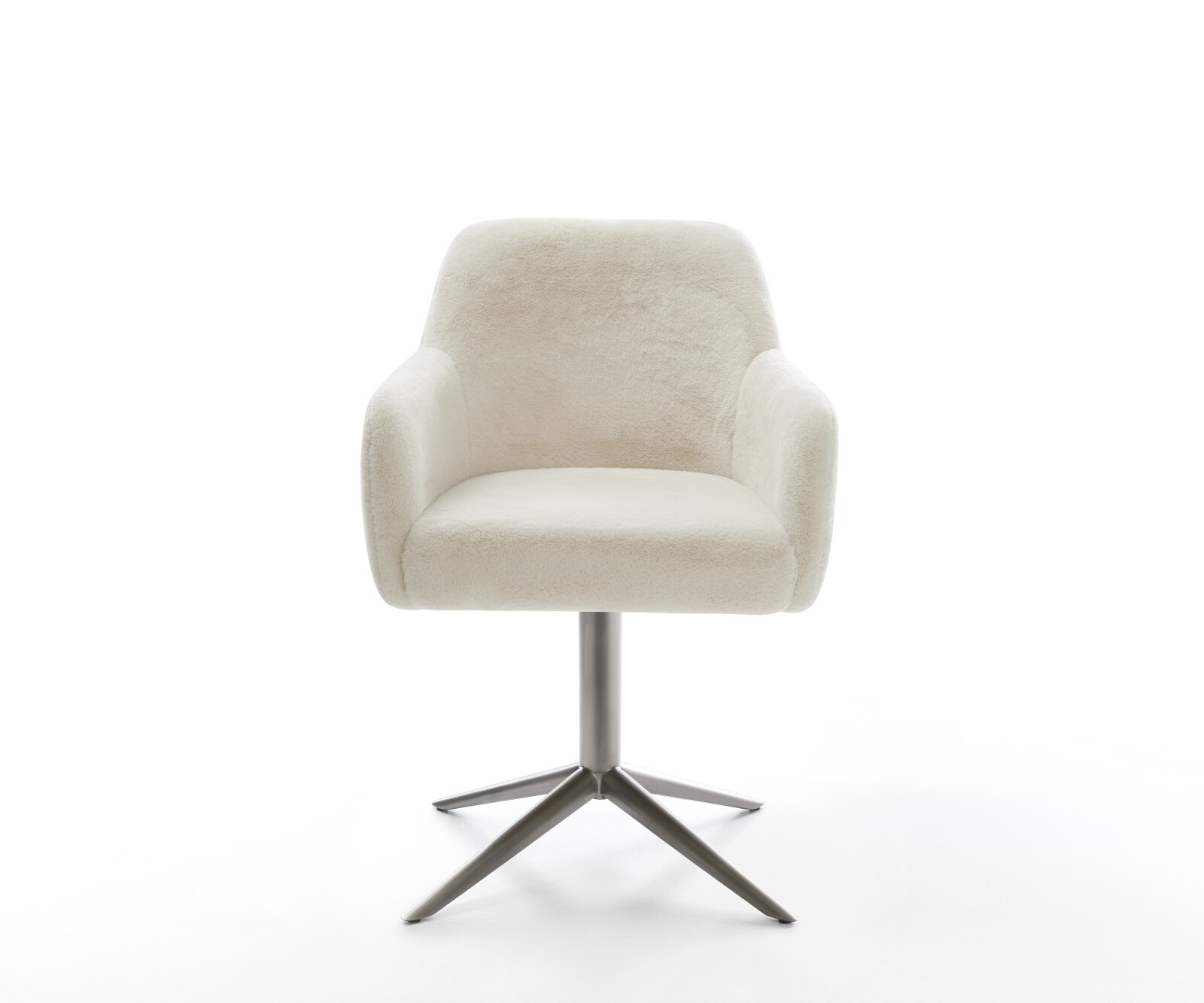 Drehstuhl Greg-Flex Plüsch Creme-Weiß Fußkreuz Graphit 360° drehbar Wippfunktion Taschenfederkern 1