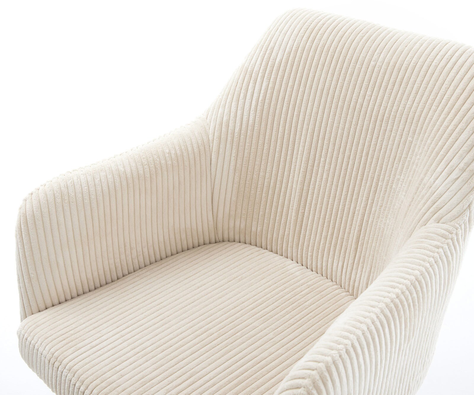 Drehstuhl Greg-Flex Cord Beige Kreuzgestell breit Schwarz 360° drehbar Wippfunktion Taschenfederkern 3