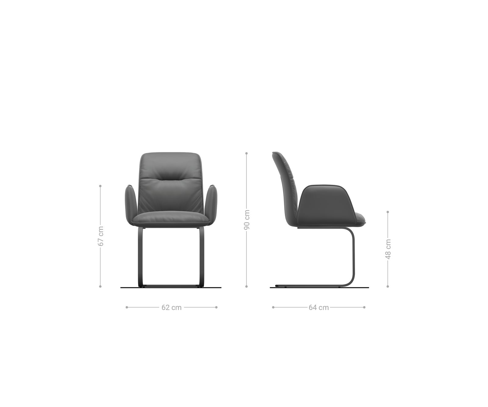 Freischwinger Vinja-Flex Bouclé Soft Schlamm Freischwinger flach Effektfinish Titan 6