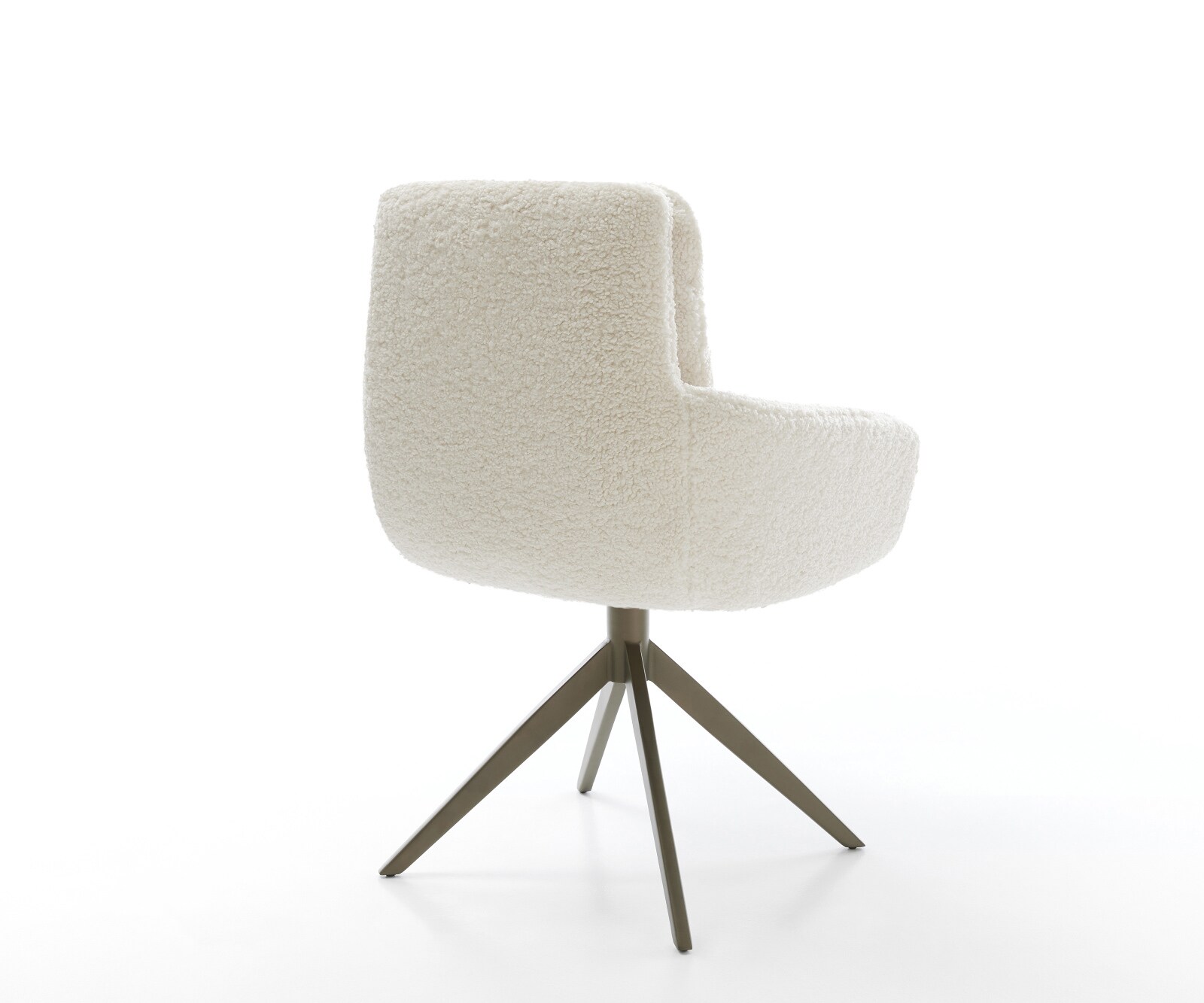 Chaise-pivotante Abelia-Flex avec accoudoirs tissu teddy beige pied croisé large aspect titane pivotement sur 360° fonction bascule 4