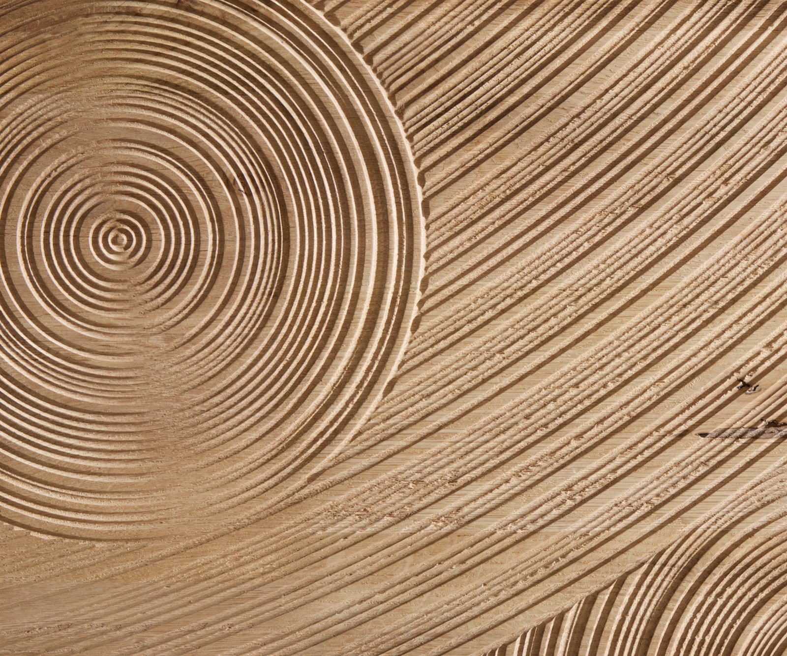 Lowboard Ashara 220 cm Eiche Natur 3D Effekt 4 Türen Kufe Edelstahl gebürstet 3