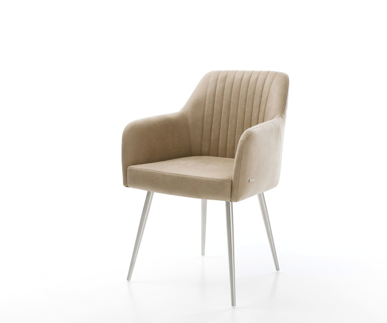 Esszimmerstuhl Greg-Flex Mikrofaser Beige Vintage 4-Fuß konisch Edelstahl Taschenfederkern Esszimmerstuhl Greg-Flex Mikrofaser Beige Vintage 4-Fuß konisch Edelstahl Taschenfederkern