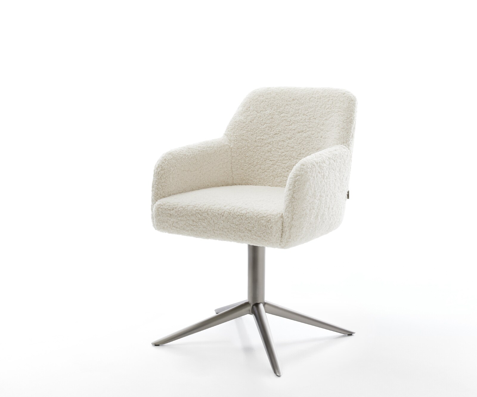 Drehstuhl Greg-Flex Teddystoff Beige Fußkreuz Graphit 360° drehbar Wippfunktion Taschenfederkern