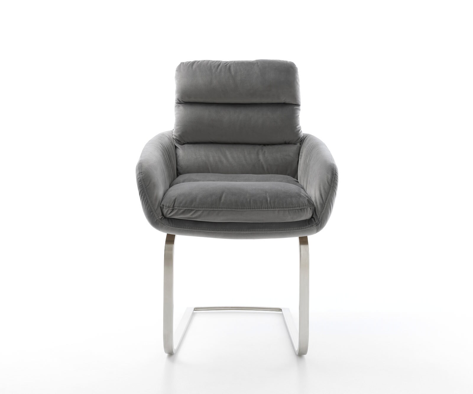 Freischwinger Abelia-Flex mit Armlehnen Samt Grau Freischwinger flach Edelstahl 1