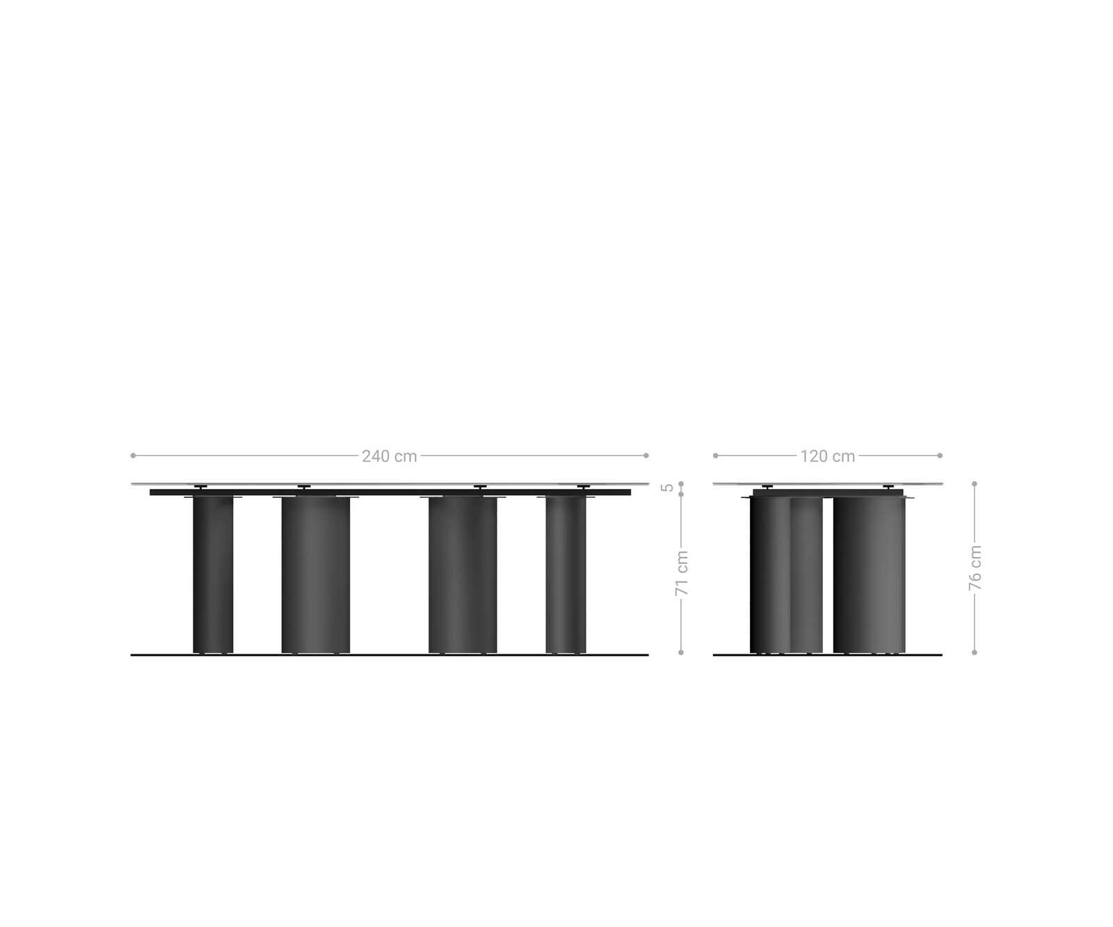 Table de salle à manger Edge Boot Céramique Emperador Extra Lucidato Brun foncé 240x120 Pilier Métal finition effet Titane 7