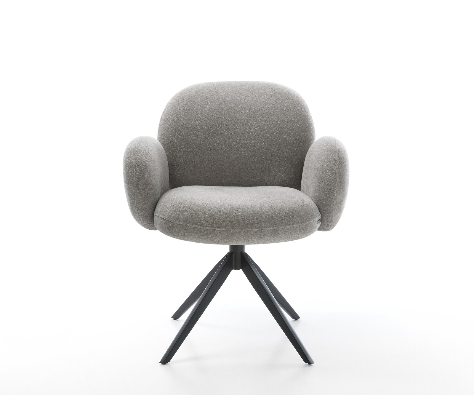 Chaise-pivotante Nube-Flex avec accoudoirs tissu structuré doux gris pied croisé large noir pivotement sur 360° fonction bascule resorts ensachés 1