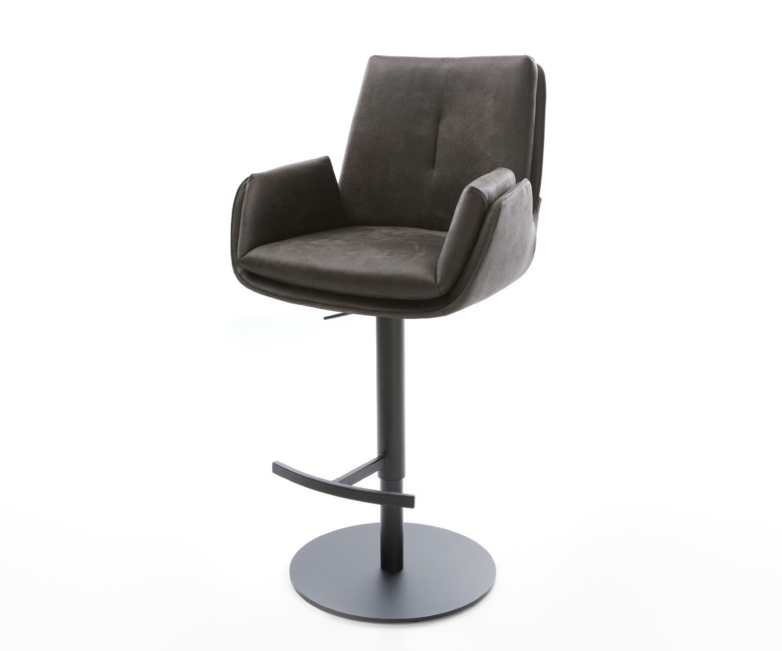 Chaise-de-bar Clea-Flex Microfibre Anthracite vintage Pied pivotant réglable en hauteur Noir Noir 1