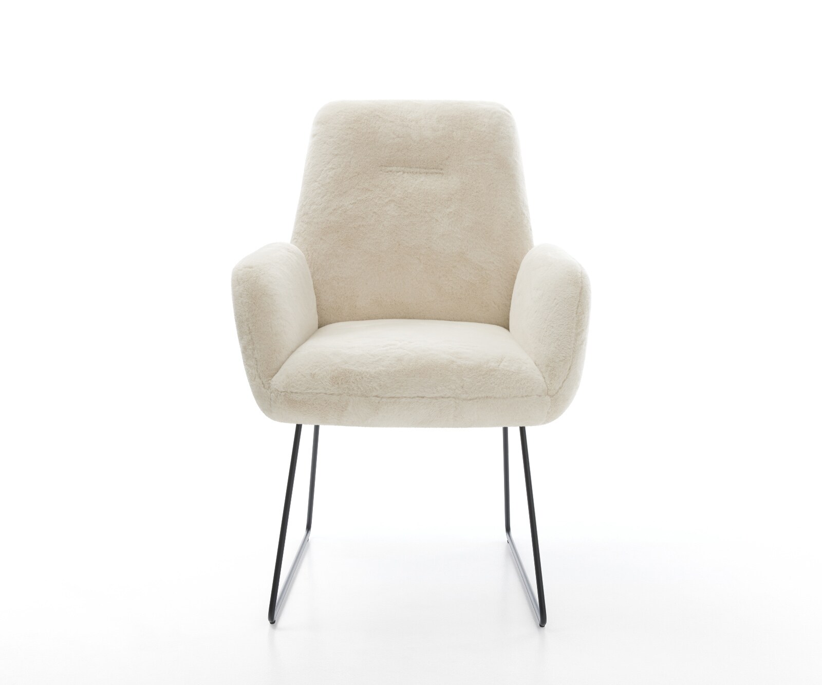 Chaise-de-salle-à-manger Zoa-Flex peluche crème-blanc pied trapèze noir resorts ensachés 1