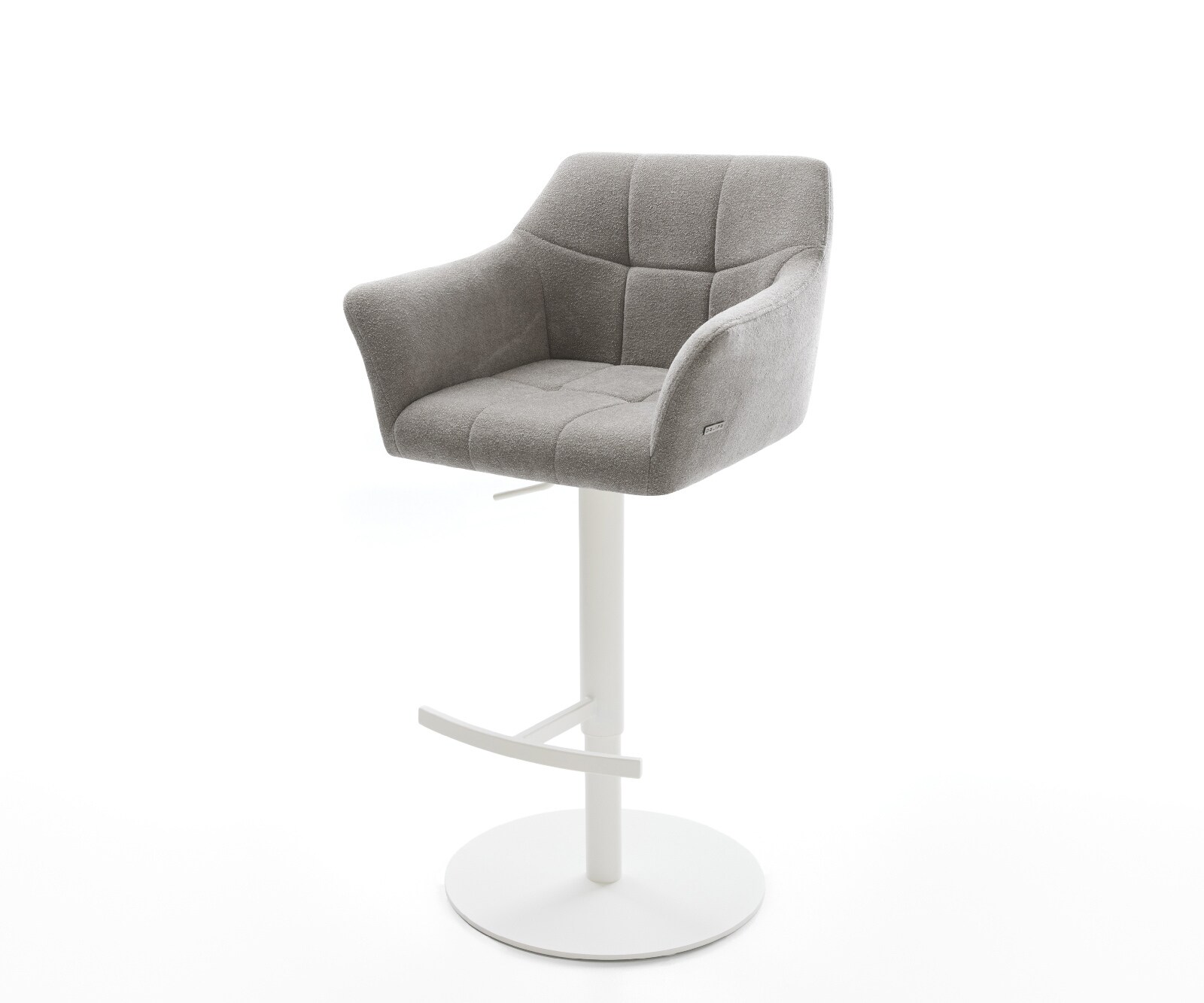 Chaise-de-bar Yulo-Flex Tissu structuré doux Gris Pied pivotant réglable en hauteur blanc Blanc