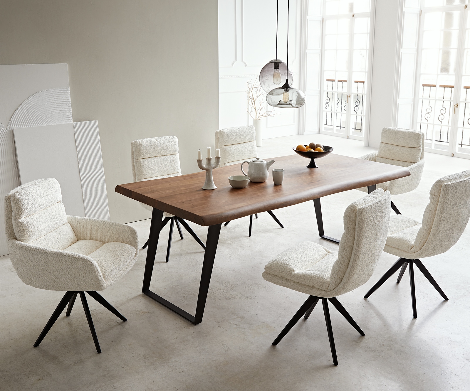 Esstisch Edge 200x100 XL Akazie Braun Metall Schräg Live-Edge 6 Esstisch Edge 200x100 XL Akazie Braun Metall Schräg Live-Edge 6