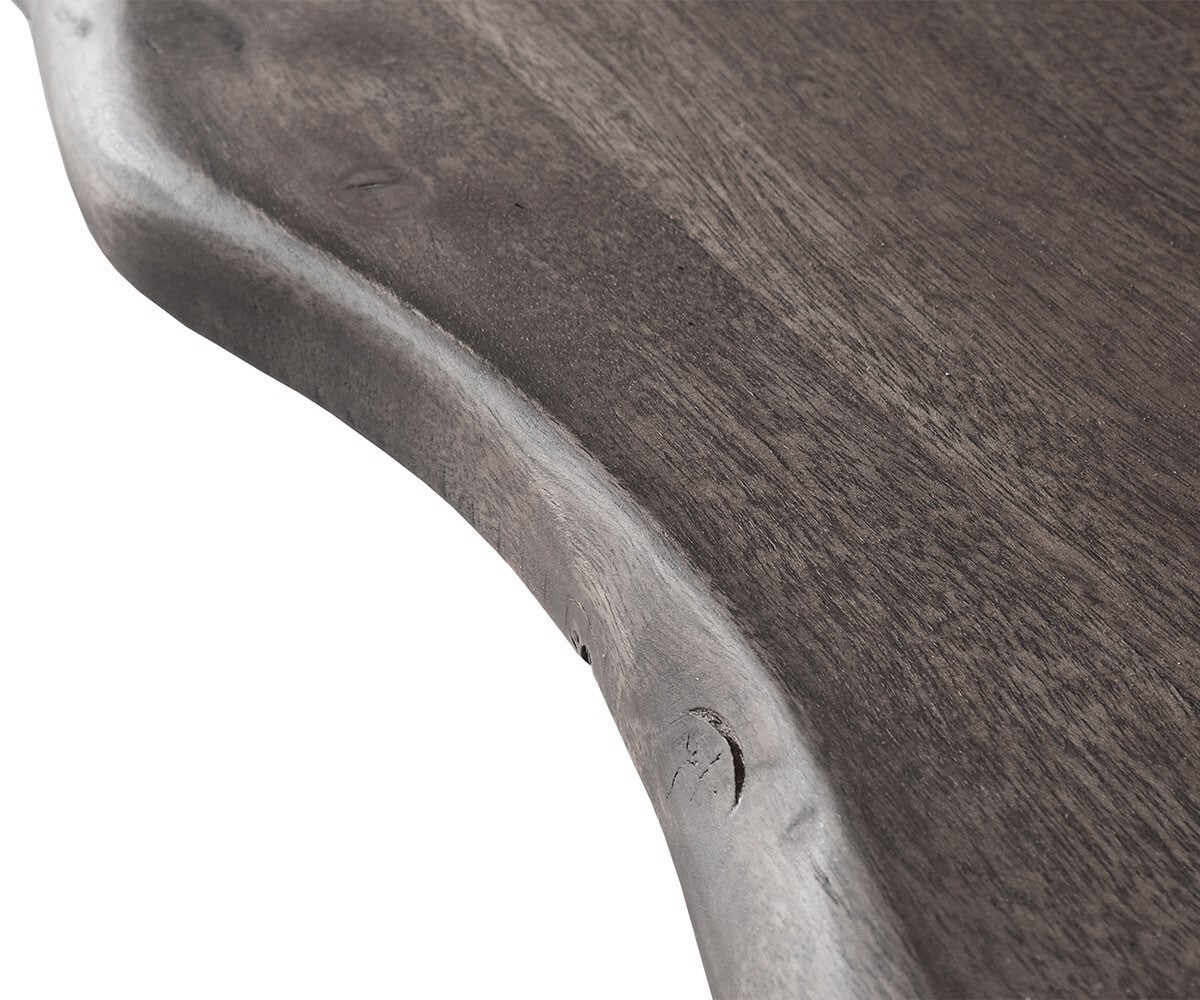 Esstisch Edge 200x100 XL Akazie Platin Spider Flachstahl Schwarz Live-Edge 5
