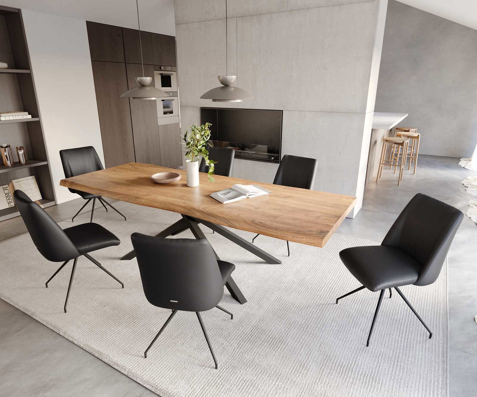 Drehstuhl Elso-Flex Echt-Leder Schwarz Kreuzgestell konisch Schwarz 180° drehbar Taschenfederkern 4 Drehstuhl Elso-Flex Echt-Leder Schwarz Kreuzgestell konisch Schwarz 180° drehbar Taschenfederkern 4