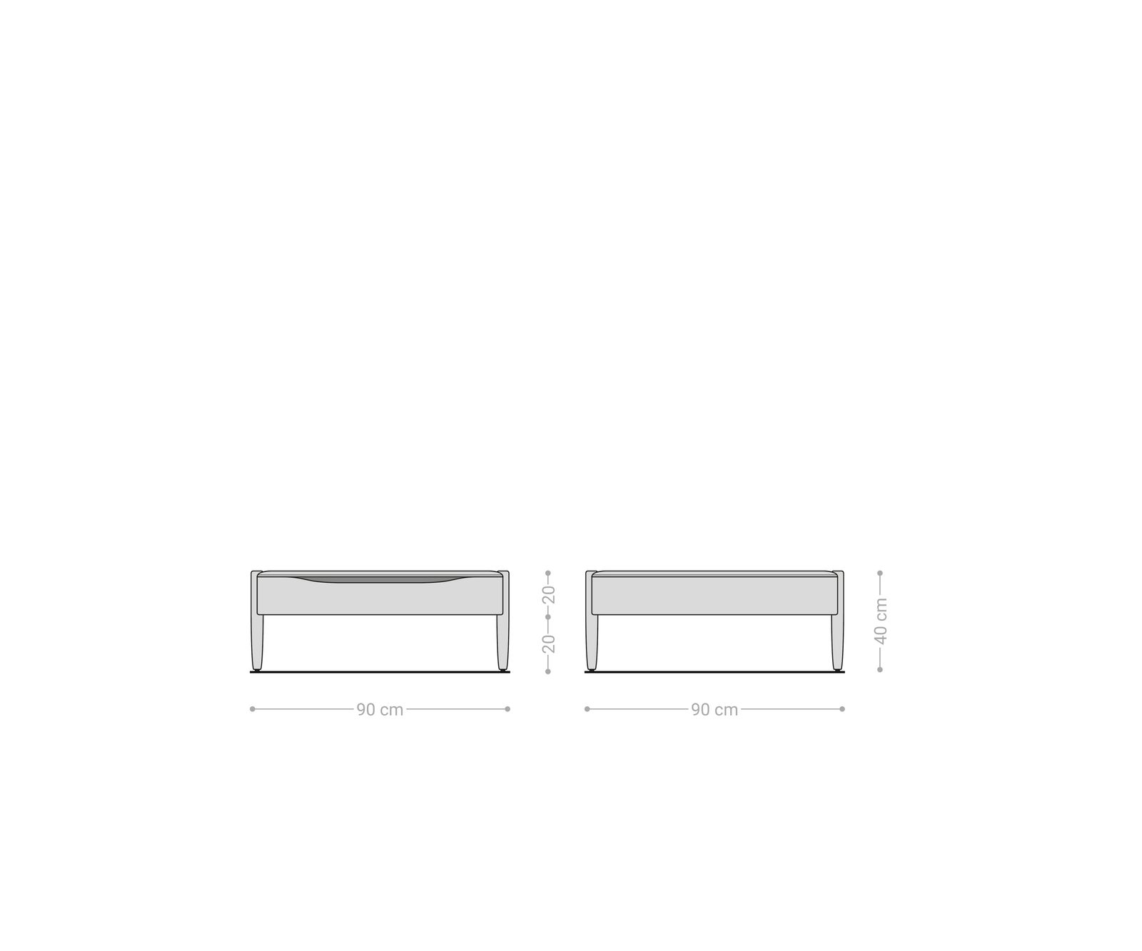 Couchtisch Simcha 90x90 cm Akazie Natur 1 Klappe 6