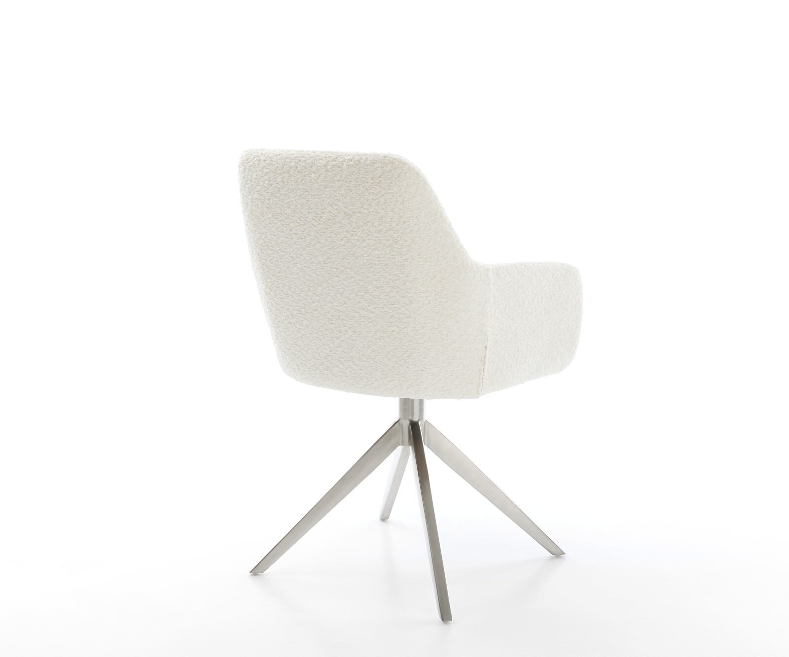 Chaise-pivotante Pejo-Flex bouclé blanc pied croisé large acier inoxydable brossé pivotement sur 360° fonction bascule ressorts ensachés 4