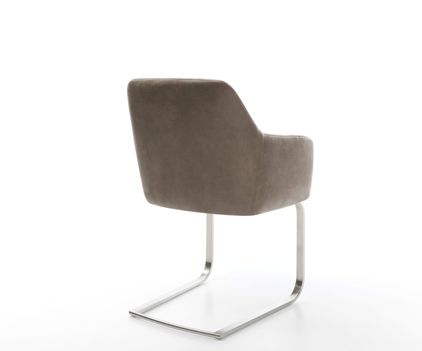 Cantilever Greg-Flex microvelours taupe vintage pied cantilever plat acier inoxydable brossé ressorts ensachés 4