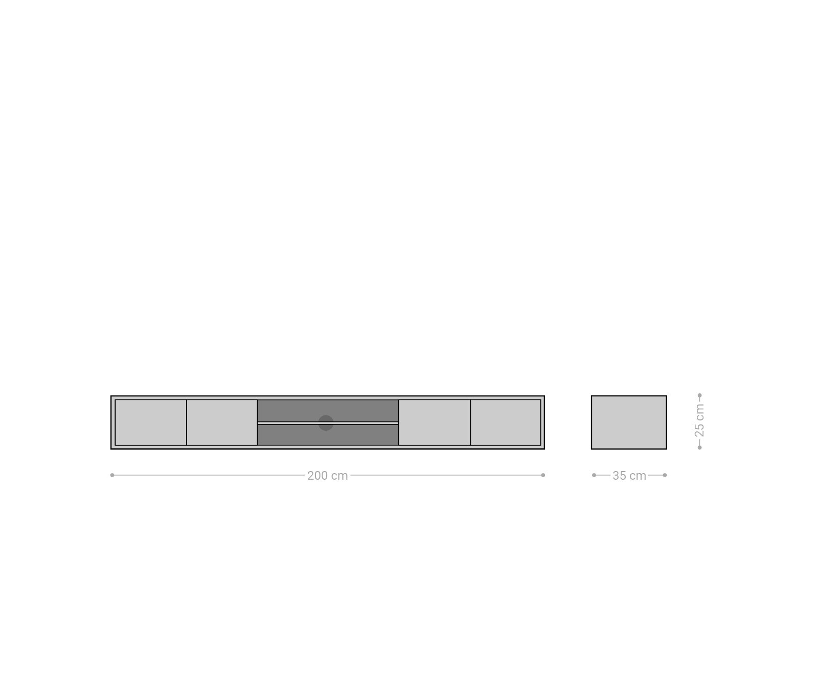 Buffet bas Fevo 200 cm acacia marron 2 portes flottant 5